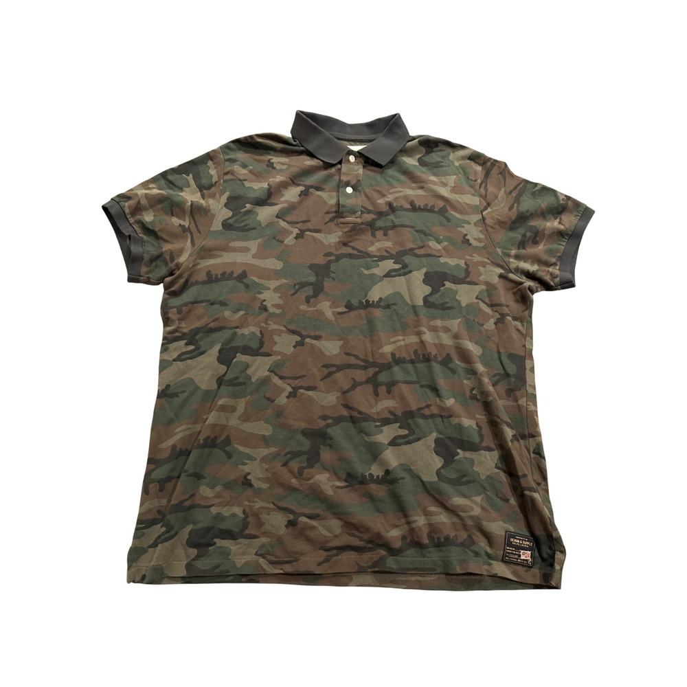 Denim & Supply Ralph Lauren Polo Shirt Mens XXL Green Camo Military